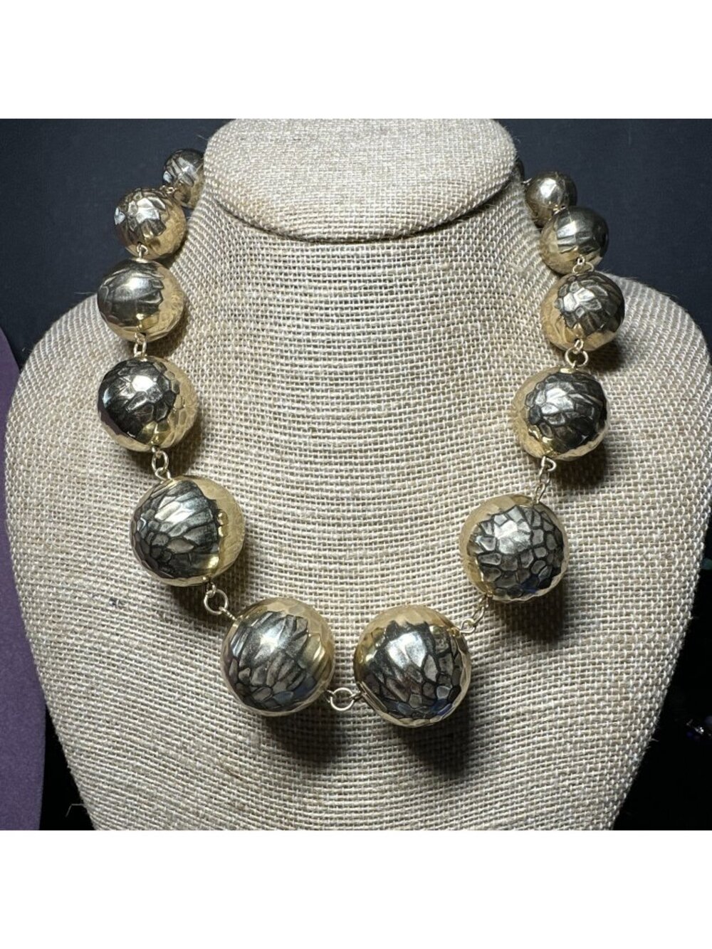 Chicos Goldfoil Ball Necklace Graduated Nice and Chunky New With Tags